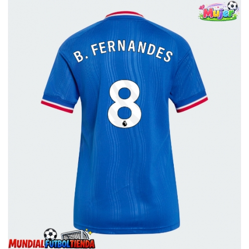 Camiseta Manchester United Bruno Fernandes #8 Segunda Equipación Replica 2026-27 para mujer mangas cortas